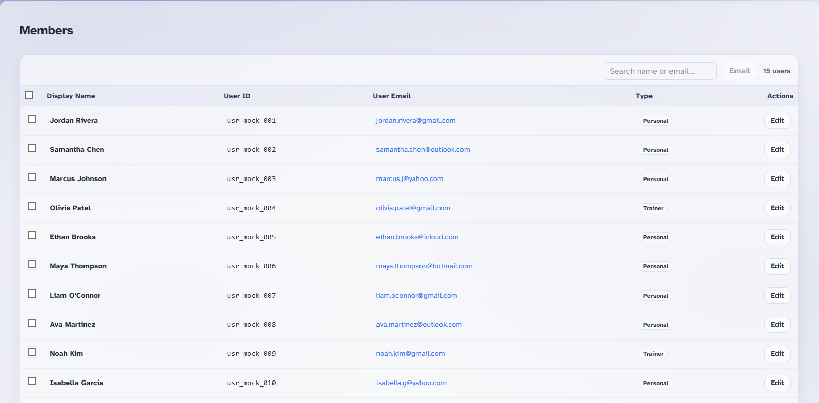 Members feature screenshot